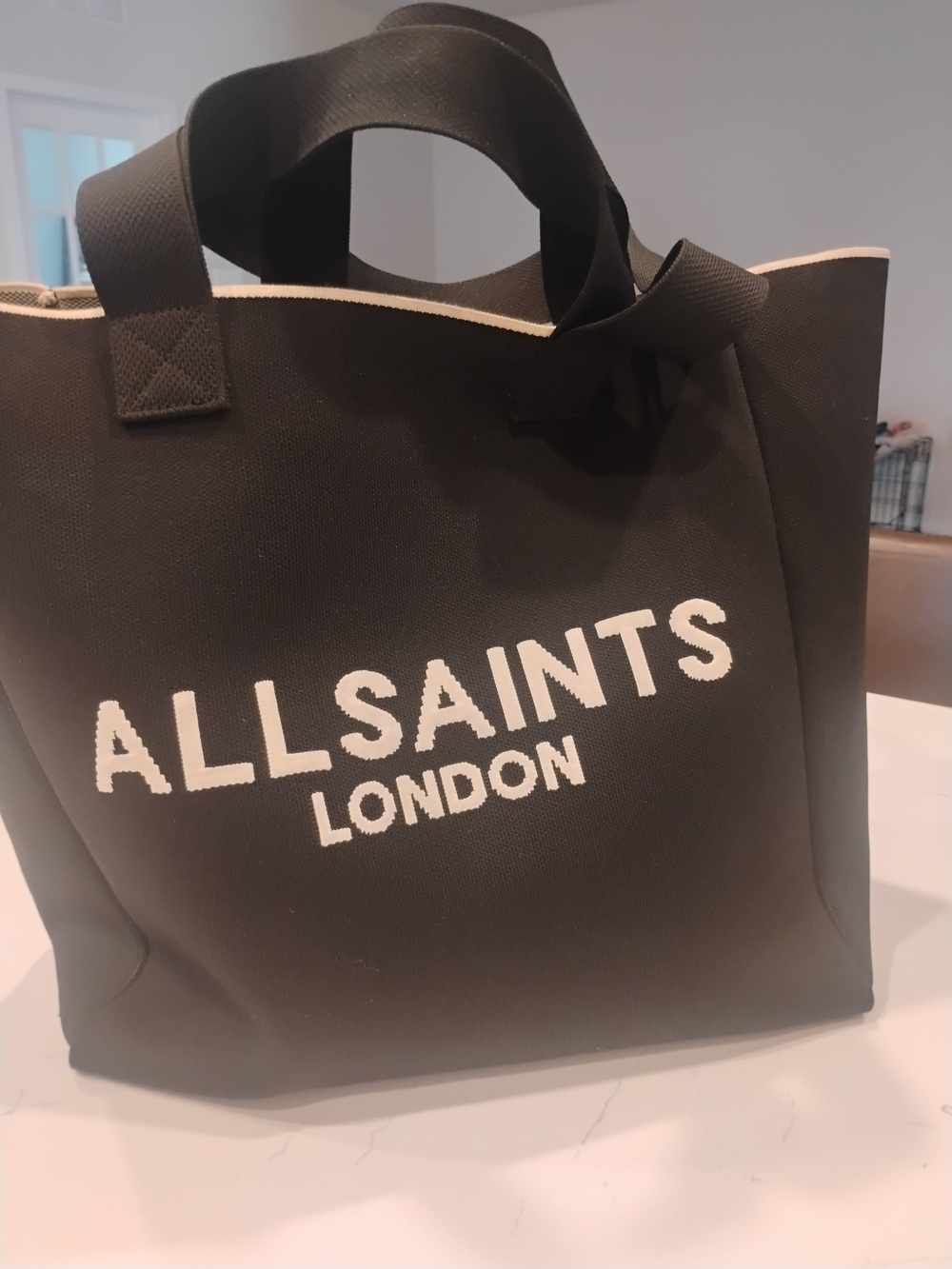 All Saints Black Canvas Logo Tote